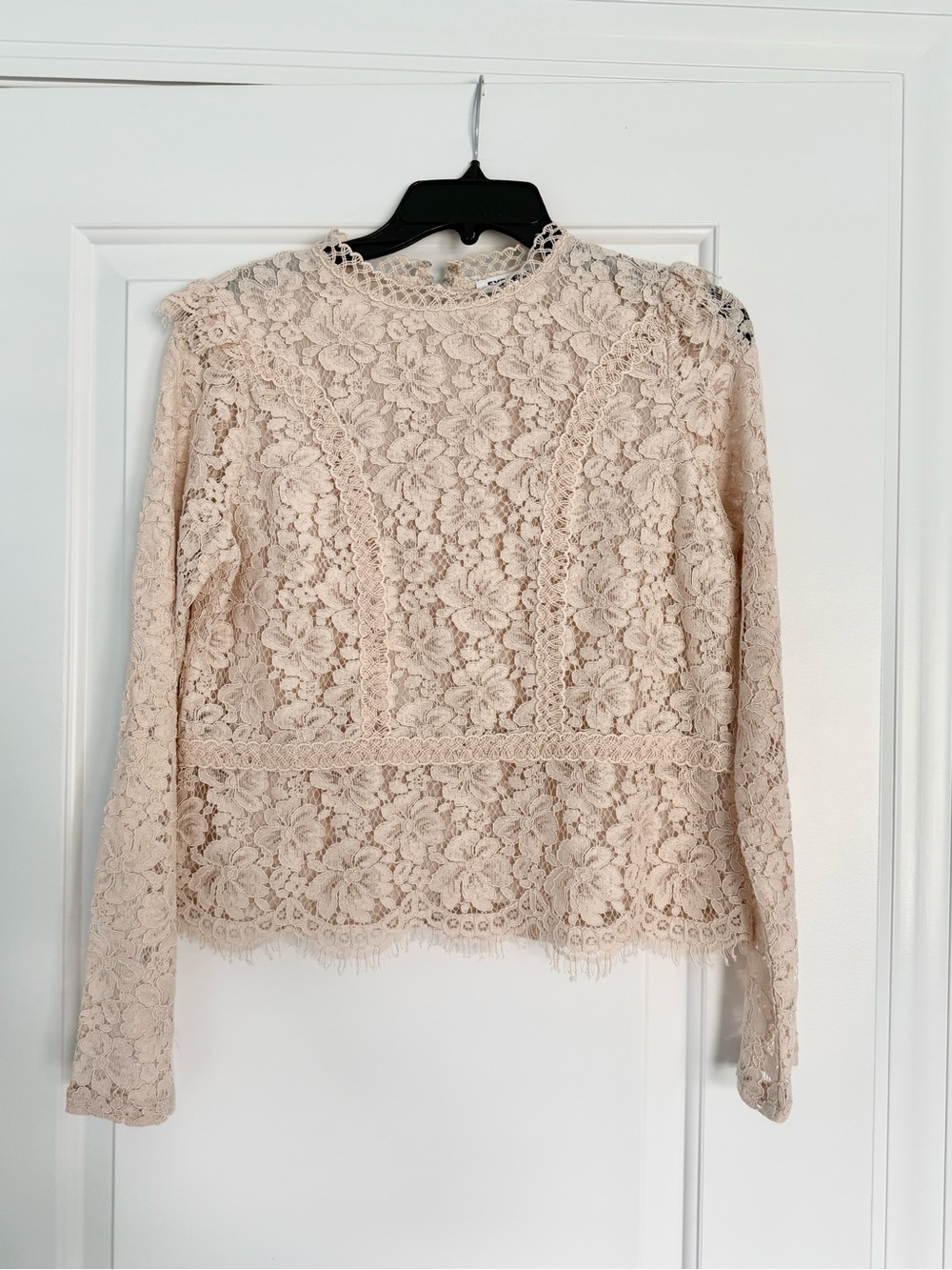 Blush Pink Lace Long-Sleeve Floral Top